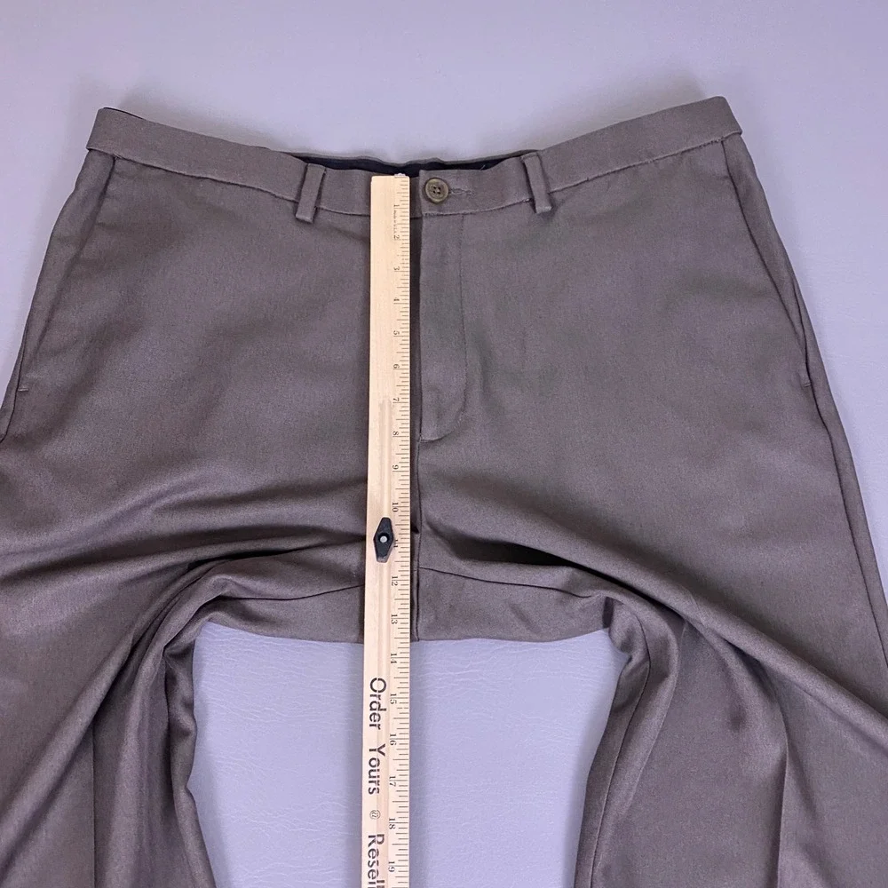 Haggar Dress Pants Trousers Men's Size 40x29 Brown Polyester Straight Leg